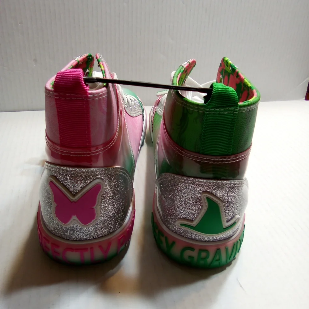 WICKED Pink and Green High-Top Sneakers - Picture 5 of 7
